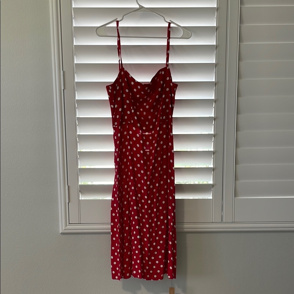 Reformation Red Polka Dot Knee-Length Sundress